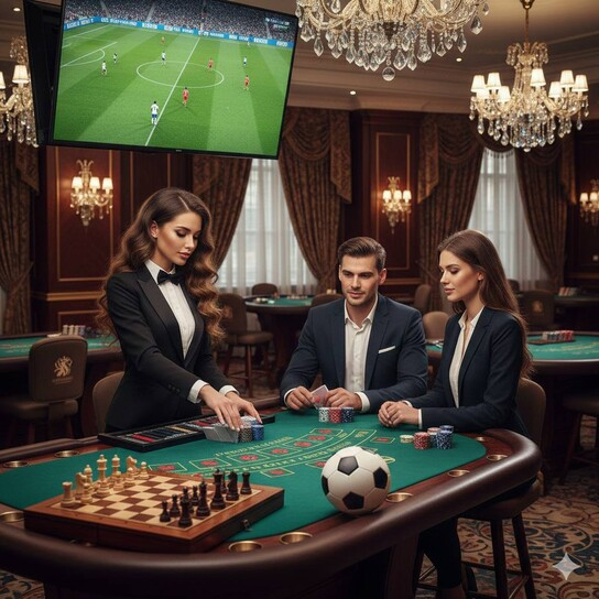 Luxurious casino interior with vibrant slot machines and elegant lighting